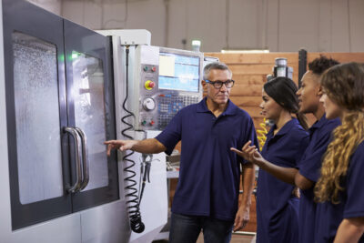 engineer training employees how to use cnc laser cutting machine 